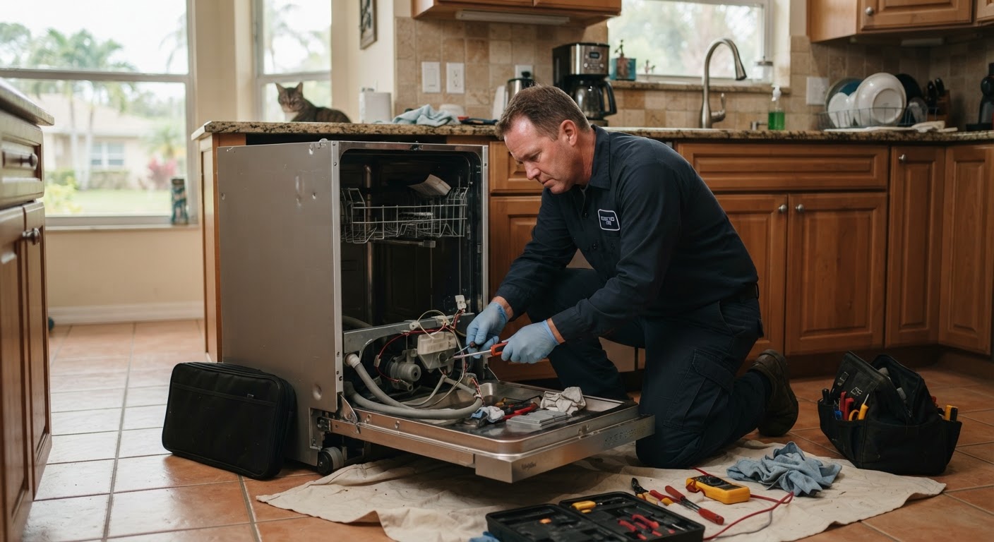 Dishwasher Repair performed by a Stockton Appliance Repair technician in Stockton, CA